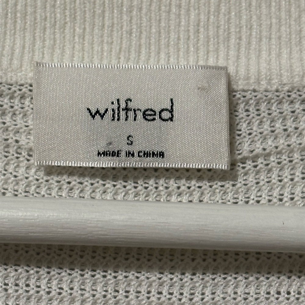 Aritzia Wilfred Santorini Cropped Textured Cream Knit Cardigan - Picture 9 of 11